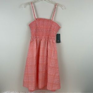 Wild Fable Women Small Coral Plaid Smocked Dress Sleeveless